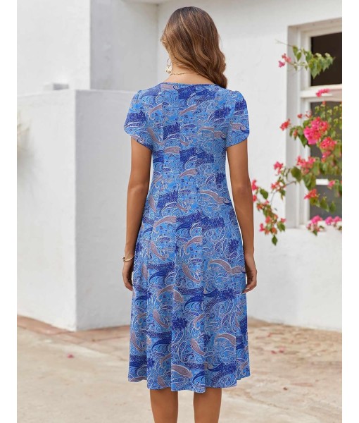 Zeagoo Womens Casual Dresses for Summer Short Sleeve Flare Midi Dress Loose Flowy Beach Sundress