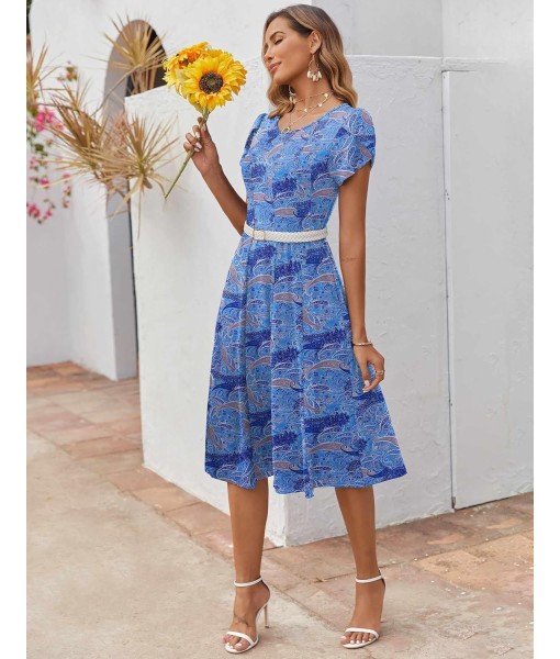Zeagoo Womens Casual Dresses for Summer Short Sleeve Flare Midi Dress Loose Flowy Beach Sundress
