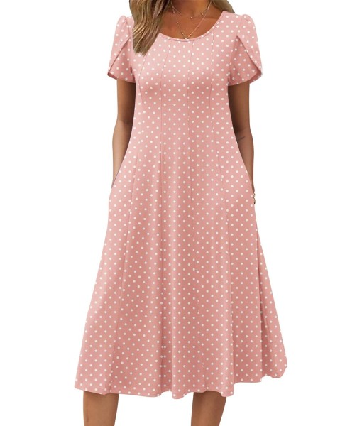 Zeagoo Womens Casual Dresses for Summer Short Sleeve Flare Midi Dress Loose Flowy Beach Sundress
