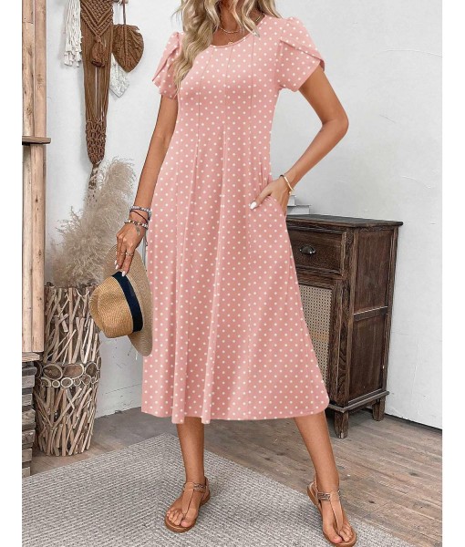 Zeagoo Womens Casual Dresses for Summer Short Sleeve Flare Midi Dress Loose Flowy Beach Sundress