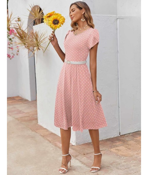 Zeagoo Womens Casual Dresses for Summer Short Sleeve Flare Midi Dress Loose Flowy Beach Sundress