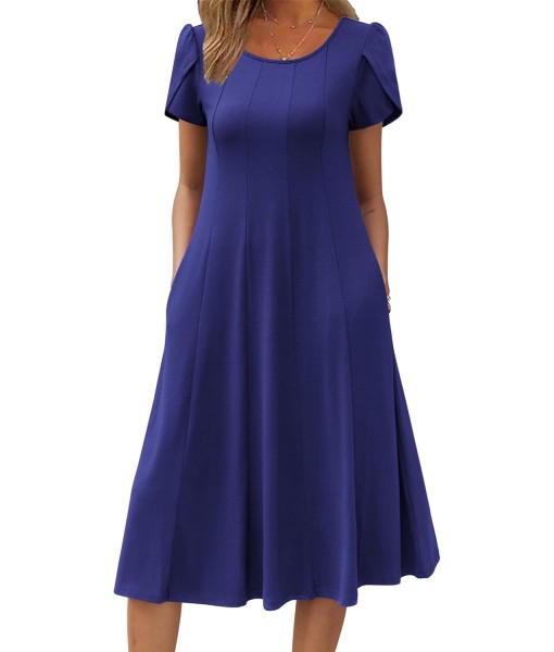 Zeagoo Womens Casual Dresses for Summer Short Sleeve Flare Midi Dress Loose Flowy Beach Sundress