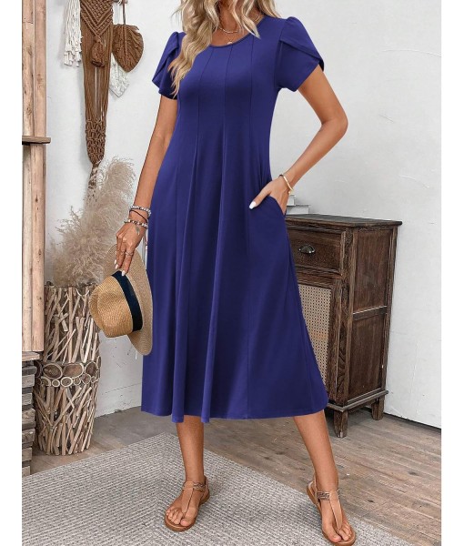 Zeagoo Womens Casual Dresses for Summer Short Sleeve Flare Midi Dress Loose Flowy Beach Sundress