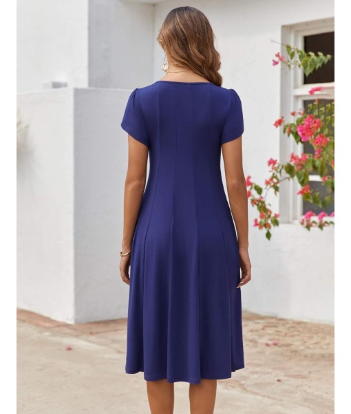 Zeagoo Womens Casual Dresses for Summer Short Sleeve Flare Midi Dress Loose Flowy Beach Sundress