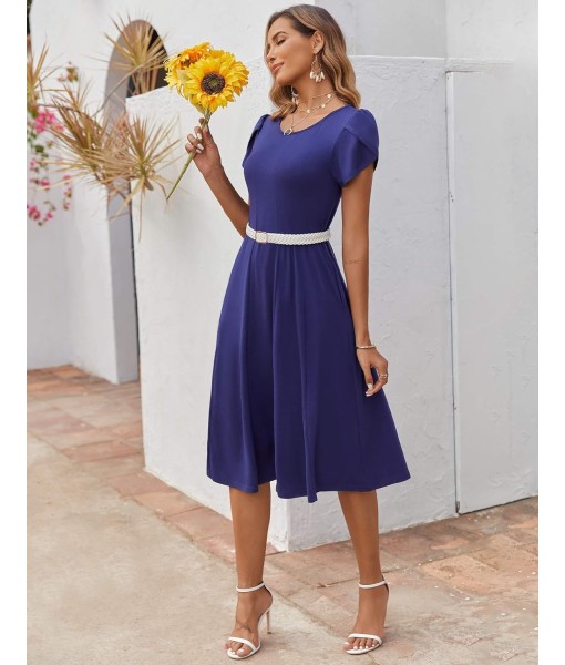 Zeagoo Womens Casual Dresses for Summer Short Sleeve Flare Midi Dress Loose Flowy Beach Sundress