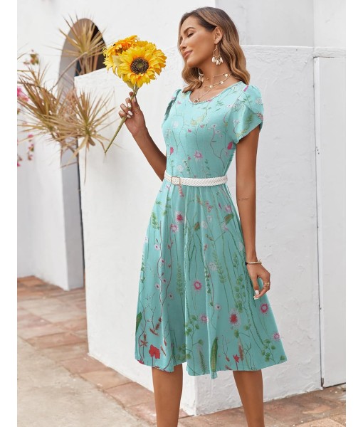 Zeagoo Womens Casual Dresses for Summer Short Sleeve Flare Midi Dress Loose Flowy Beach Sundress