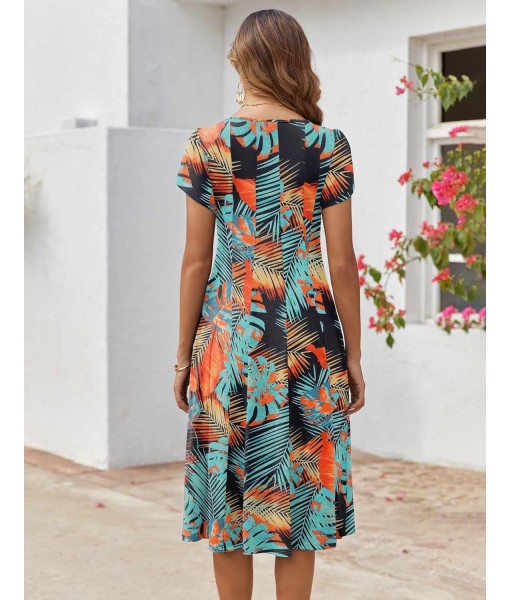 Zeagoo Womens Casual Dresses for Summer Short Sleeve Flare Midi Dress Loose Flowy Beach Sundress