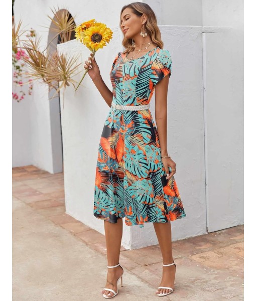 Zeagoo Womens Casual Dresses for Summer Short Sleeve Flare Midi Dress Loose Flowy Beach Sundress