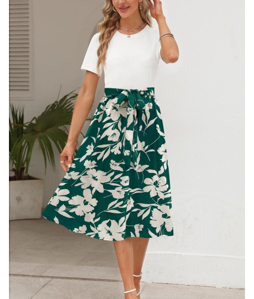Zattcas Women 2025 Summer Dress Short Sleeve Ribbed Teacher Church Modest Business Casual Work Outfits Midi Dress