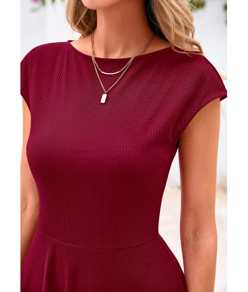 PRETTYGARDEN Womens Short Summer Dress 2025 Crewneck Cap Sleeve Ribbed Knit Casual Flowy A Line Mini Sundresses with Pockets
