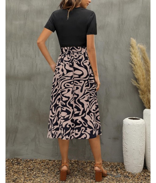 Zattcas Women 2025 Summer Dress Short Sleeve Ribbed Teacher Church Modest Business Casual Work Outfits Midi Dress