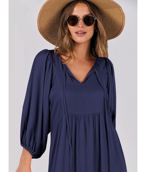 ANRABESS Womens Boho Maxi Dresses 2025 Summer V Neck Puff Sleeve Floral Flowy Swing Fall Casual Long Dress