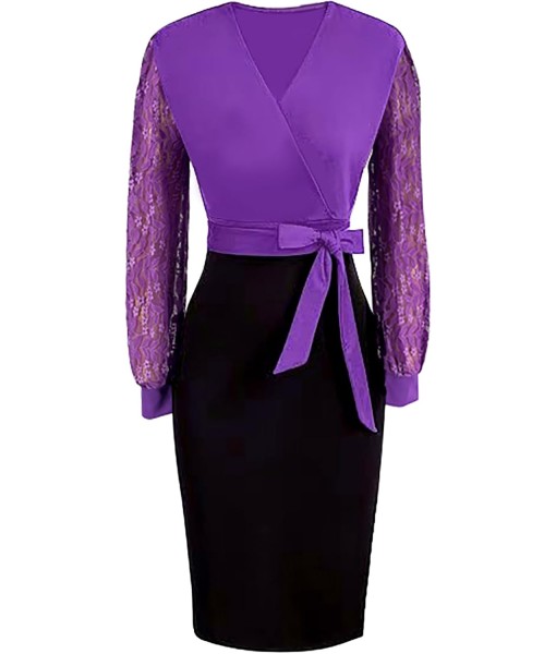 BOGURST Semi Formal Church Dresses for Women Bishop Sleeve Sexy V Neck Bodycon Midi Dresses