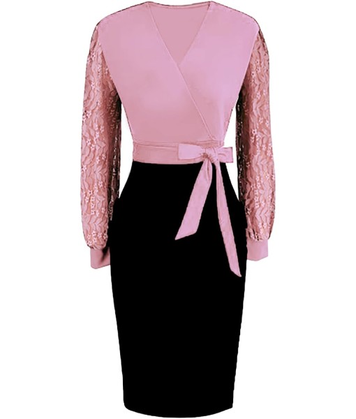 BOGURST Semi Formal Church Dresses for Women Bishop Sleeve Sexy V Neck Bodycon Midi Dresses