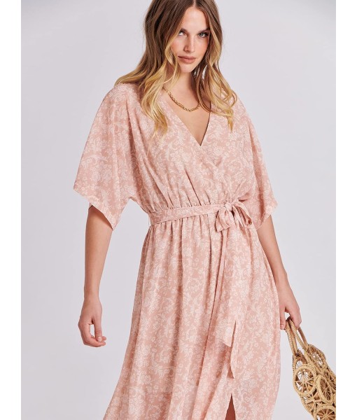 ANRABESS Women’s Summer Loose Boho Flowy Wrap V Neck 3/4 Sleeve Floral Print Slit Beach Wedding Guest Long Maxi Dresses