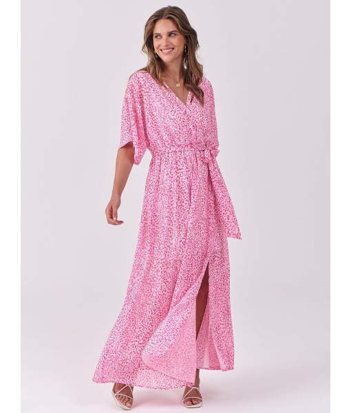 ANRABESS Women’s Summer Loose Boho Flowy Wrap V Neck 3/4 Sleeve Floral Print Slit Beach Wedding Guest Long Maxi Dresses