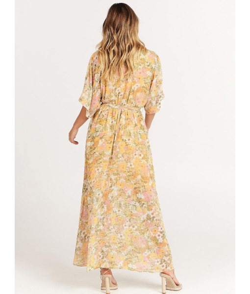 ANRABESS Women’s Summer Loose Boho Flowy Wrap V Neck 3/4 Sleeve Floral Print Slit Beach Wedding Guest Long Maxi Dresses