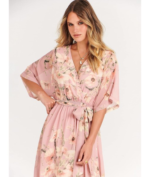 ANRABESS Women’s Summer Loose Boho Flowy Wrap V Neck 3/4 Sleeve Floral Print Slit Beach Wedding Guest Long Maxi Dresses
