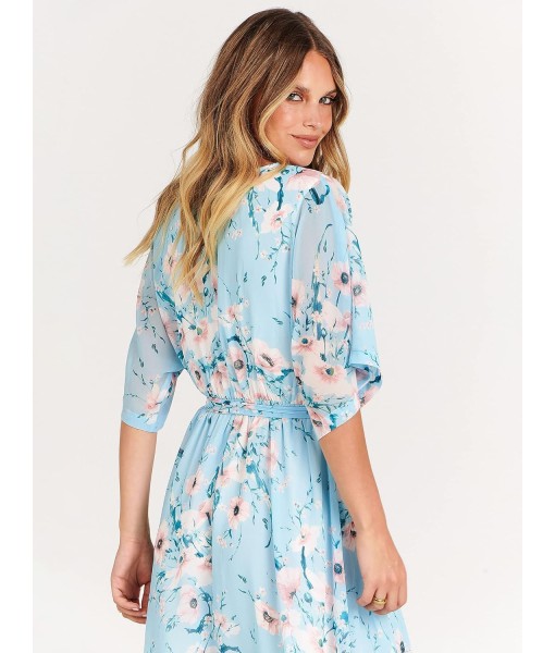 ANRABESS Women’s Summer Loose Boho Flowy Wrap V Neck 3/4 Sleeve Floral Print Slit Beach Wedding Guest Long Maxi Dresses