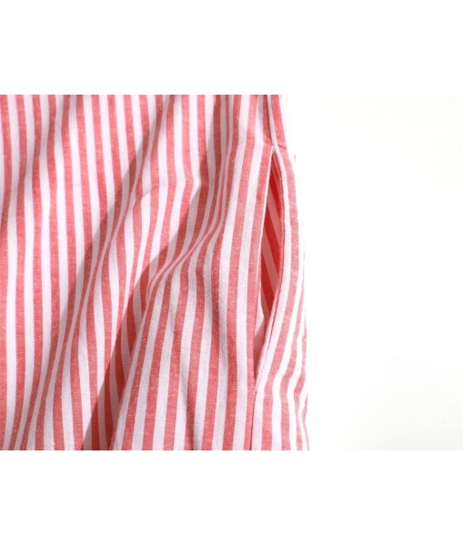 chouyatou Women's Casual Long Sleeve Button Down Loose Striped Cotton Maxi Shirt Dress