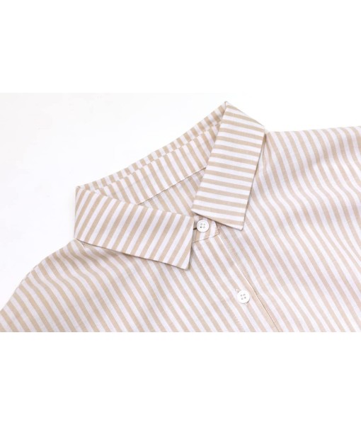 chouyatou Women's Casual Long Sleeve Button Down Loose Striped Cotton Maxi Shirt Dress