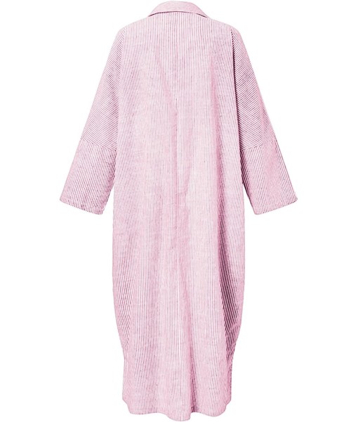chouyatou Women's Casual Long Sleeve Button Down Loose Striped Cotton Maxi Shirt Dress