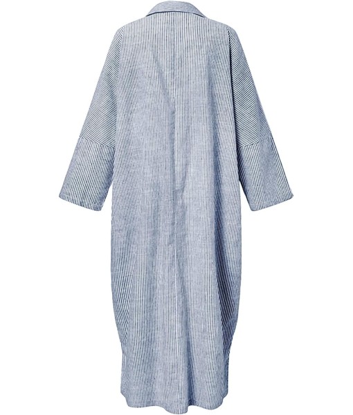 chouyatou Women's Casual Long Sleeve Button Down Loose Striped Cotton Maxi Shirt Dress