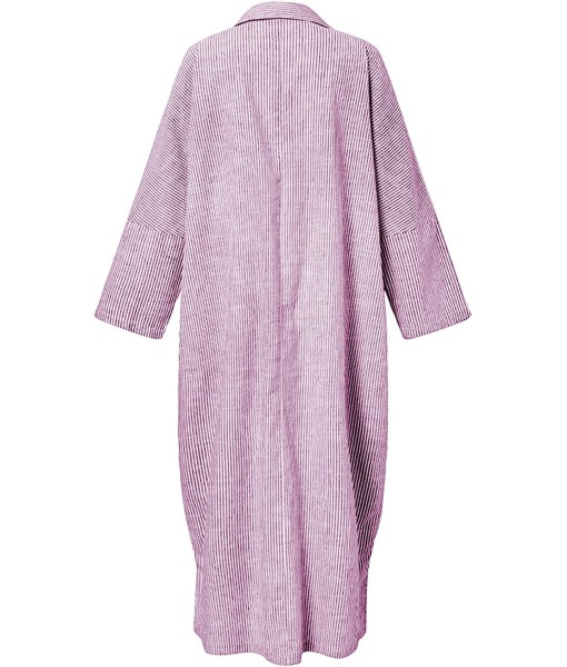 chouyatou Women's Casual Long Sleeve Button Down Loose Striped Cotton Maxi Shirt Dress