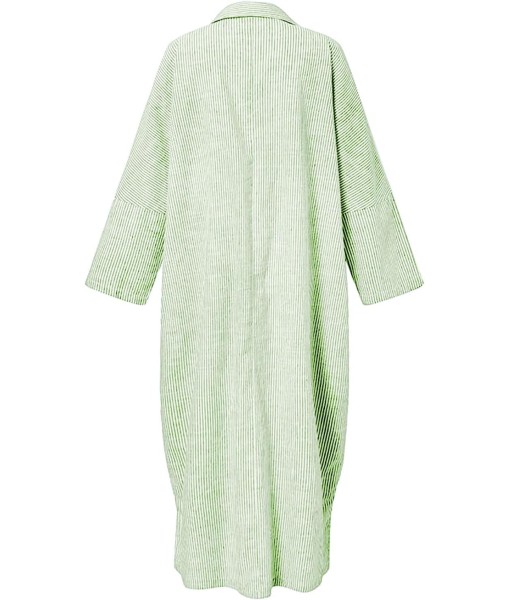 chouyatou Women's Casual Long Sleeve Button Down Loose Striped Cotton Maxi Shirt Dress