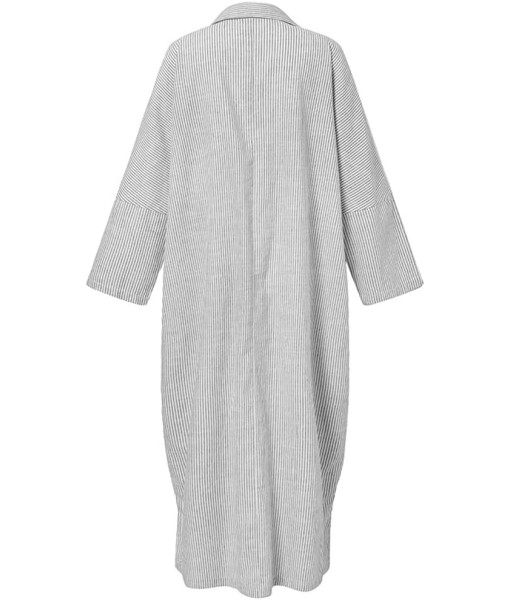 chouyatou Women's Casual Long Sleeve Button Down Loose Striped Cotton Maxi Shirt Dress