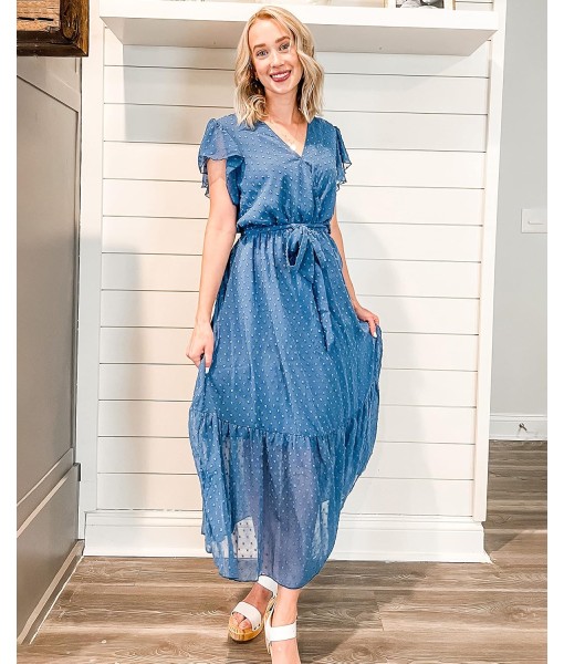 BTFBM Women Summer Bohemian Floral Casual Wrap V Neck Ruffle Cap Sleeveless Belt A-Line Pleated Hem Midi Sun Dress White