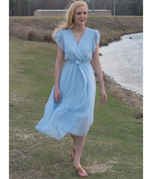 BTFBM Women Summer Bohemian Floral Casual Wrap V Neck Ruffle Cap Sleeveless Belt A-Line Pleated Hem Midi Sun Dress White