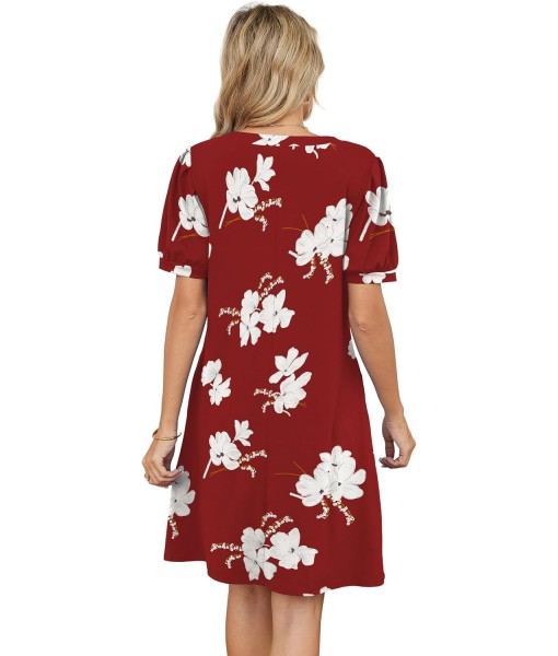 RUMIA V-Neck Summer Casual Sundress for Women- Short Sleeve Swing Beach Dress with Pockets (S-3XL)