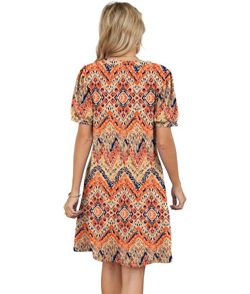 RUMIA V-Neck Summer Casual Sundress for Women- Short Sleeve Swing Beach Dress with Pockets (S-3XL)