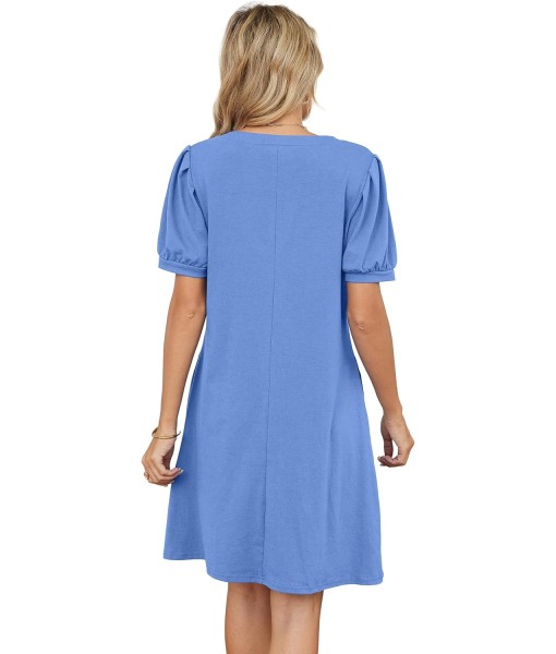RUMIA V-Neck Summer Casual Sundress for Women- Short Sleeve Swing Beach Dress with Pockets (S-3XL)