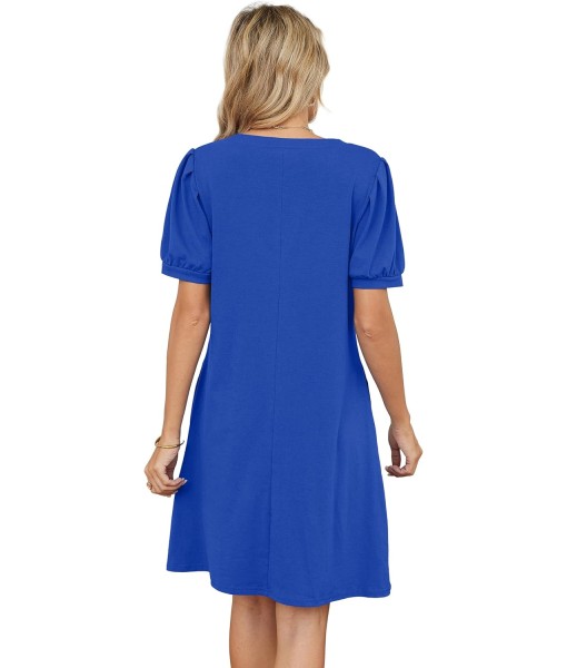 RUMIA V-Neck Summer Casual Sundress for Women- Short Sleeve Swing Beach Dress with Pockets (S-3XL)