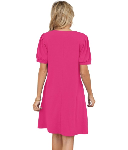 RUMIA V-Neck Summer Casual Sundress for Women- Short Sleeve Swing Beach Dress with Pockets (S-3XL)