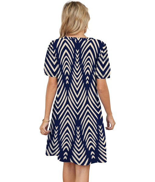 RUMIA V-Neck Summer Casual Sundress for Women- Short Sleeve Swing Beach Dress with Pockets (S-3XL)