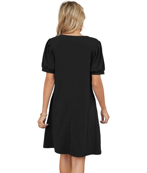 RUMIA V-Neck Summer Casual Sundress for Women- Short Sleeve Swing Beach Dress with Pockets (S-3XL)