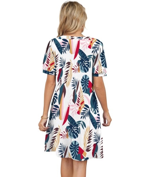 RUMIA V-Neck Summer Casual Sundress for Women- Short Sleeve Swing Beach Dress with Pockets (S-3XL)