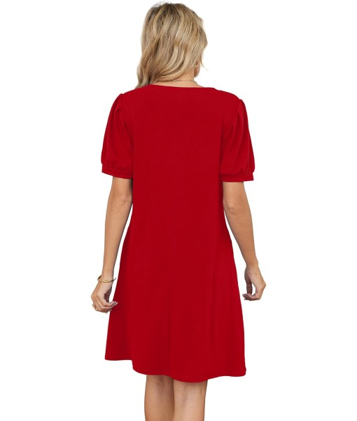 RUMIA V-Neck Summer Casual Sundress for Women- Short Sleeve Swing Beach Dress with Pockets (S-3XL)