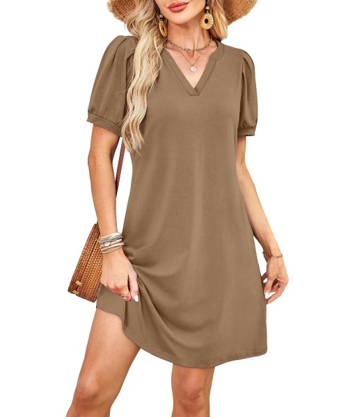 RUMIA V-Neck Summer Casual Sundress for Women- Short Sleeve Swing Beach Dress with Pockets (S-3XL)