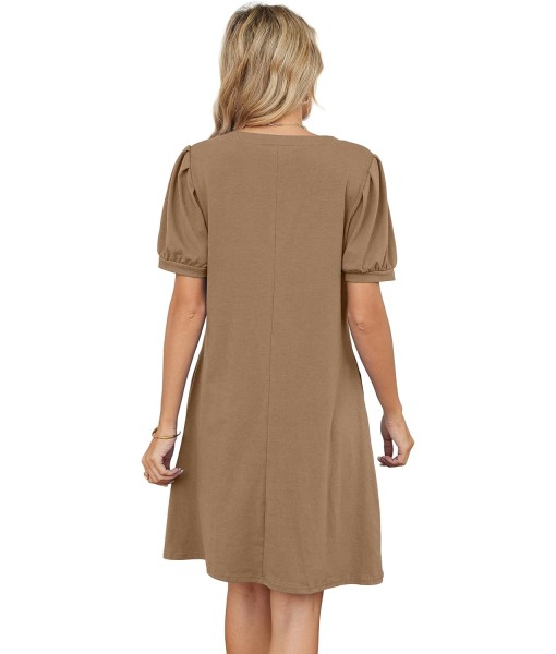 RUMIA V-Neck Summer Casual Sundress for Women- Short Sleeve Swing Beach Dress with Pockets (S-3XL)