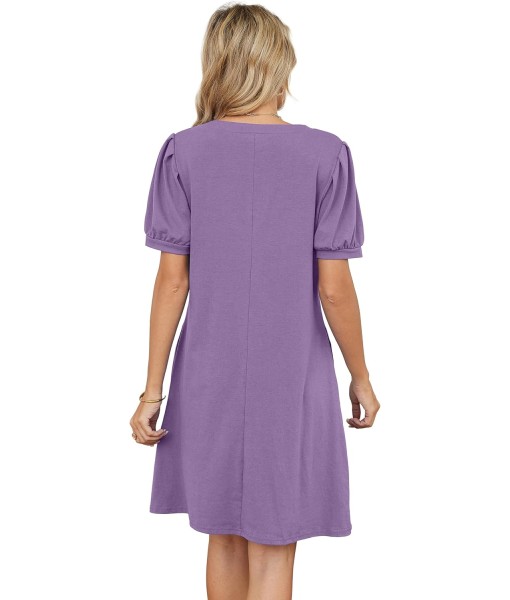 RUMIA V-Neck Summer Casual Sundress for Women- Short Sleeve Swing Beach Dress with Pockets (S-3XL)