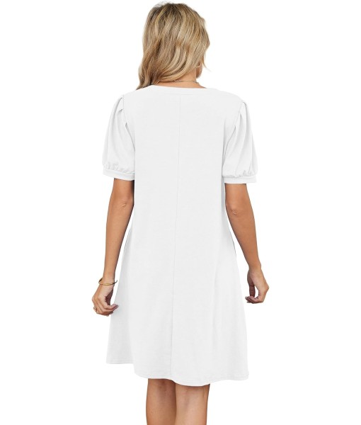 RUMIA V-Neck Summer Casual Sundress for Women- Short Sleeve Swing Beach Dress with Pockets (S-3XL)