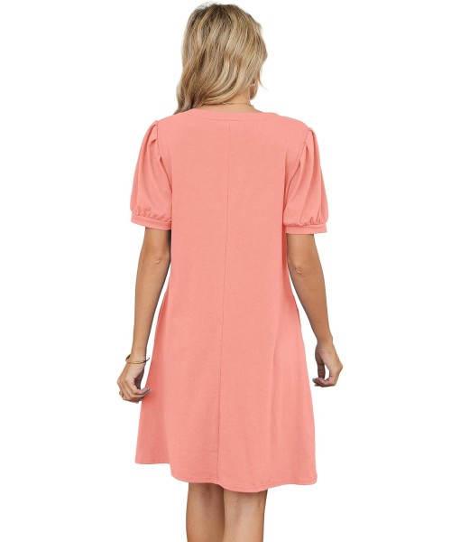 RUMIA V-Neck Summer Casual Sundress for Women- Short Sleeve Swing Beach Dress with Pockets (S-3XL)