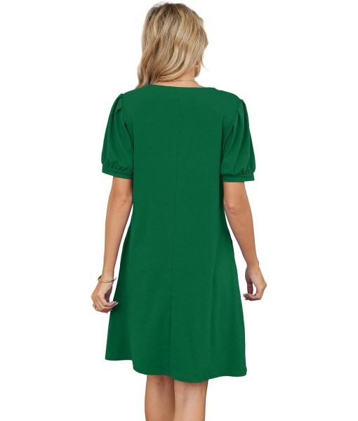 RUMIA V-Neck Summer Casual Sundress for Women- Short Sleeve Swing Beach Dress with Pockets (S-3XL)