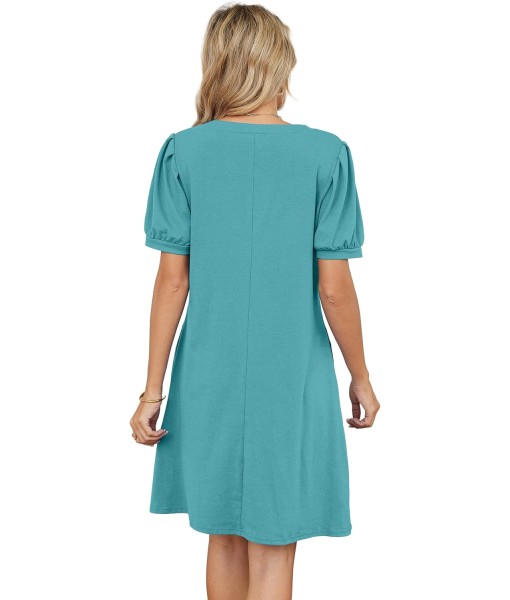 RUMIA V-Neck Summer Casual Sundress for Women- Short Sleeve Swing Beach Dress with Pockets (S-3XL)