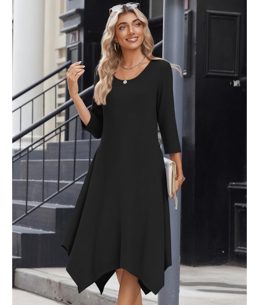 Zeagoo Midi Women 3/4 Sleeve Dress Casual Dresses with Pockets 2025 Fall A Line Dress Elegant Formal Modest Dresses