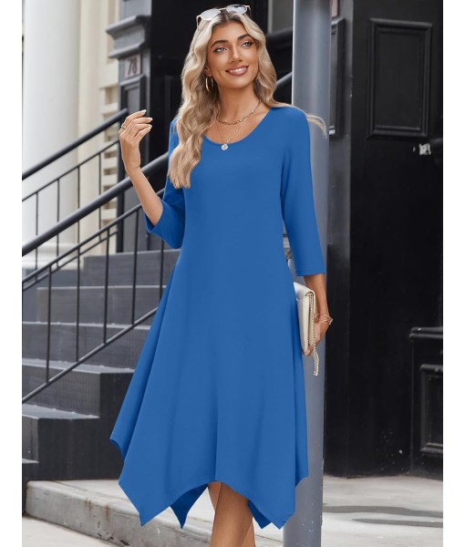 Zeagoo Midi Women 3/4 Sleeve Dress Casual Dresses with Pockets 2025 Fall A Line Dress Elegant Formal Modest Dresses